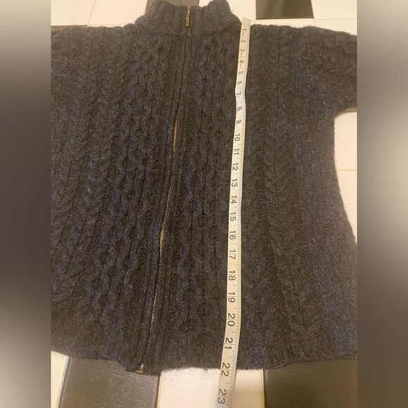 Ireland Inis Crafts 100% Merino Wool Zip Cable Knit Fisherman Sweater SZ Medium - Picture 8 of 9